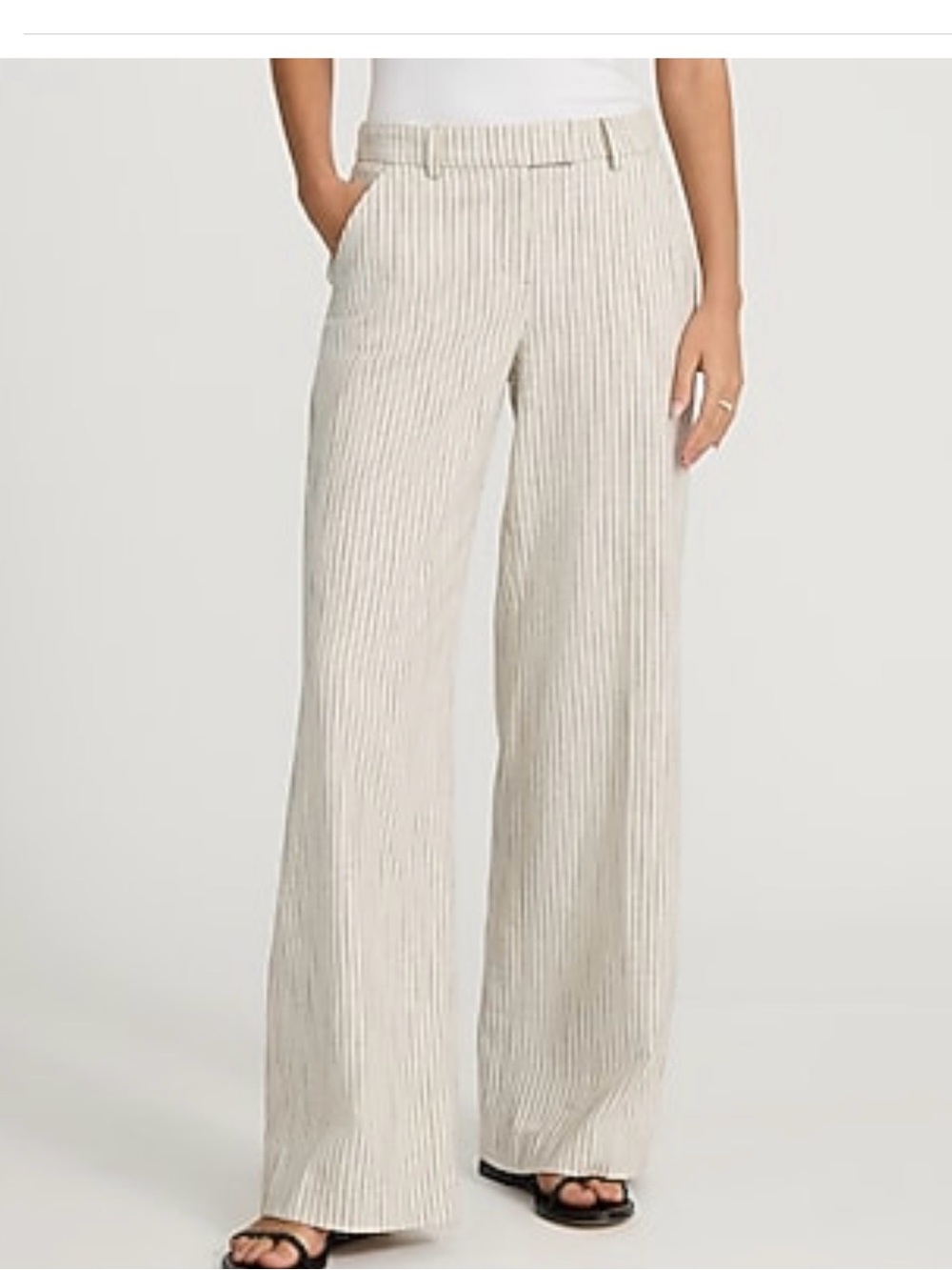 Express Editor Striped Trousers Linen Blend NWT